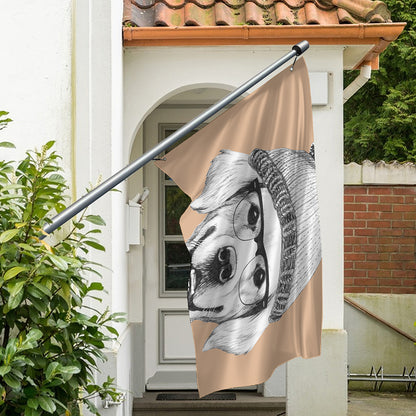 Hipster Golden Retriever Print Polyester Flag