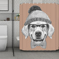 Hipster Golden Retriever Print Polyester Shower Curtain