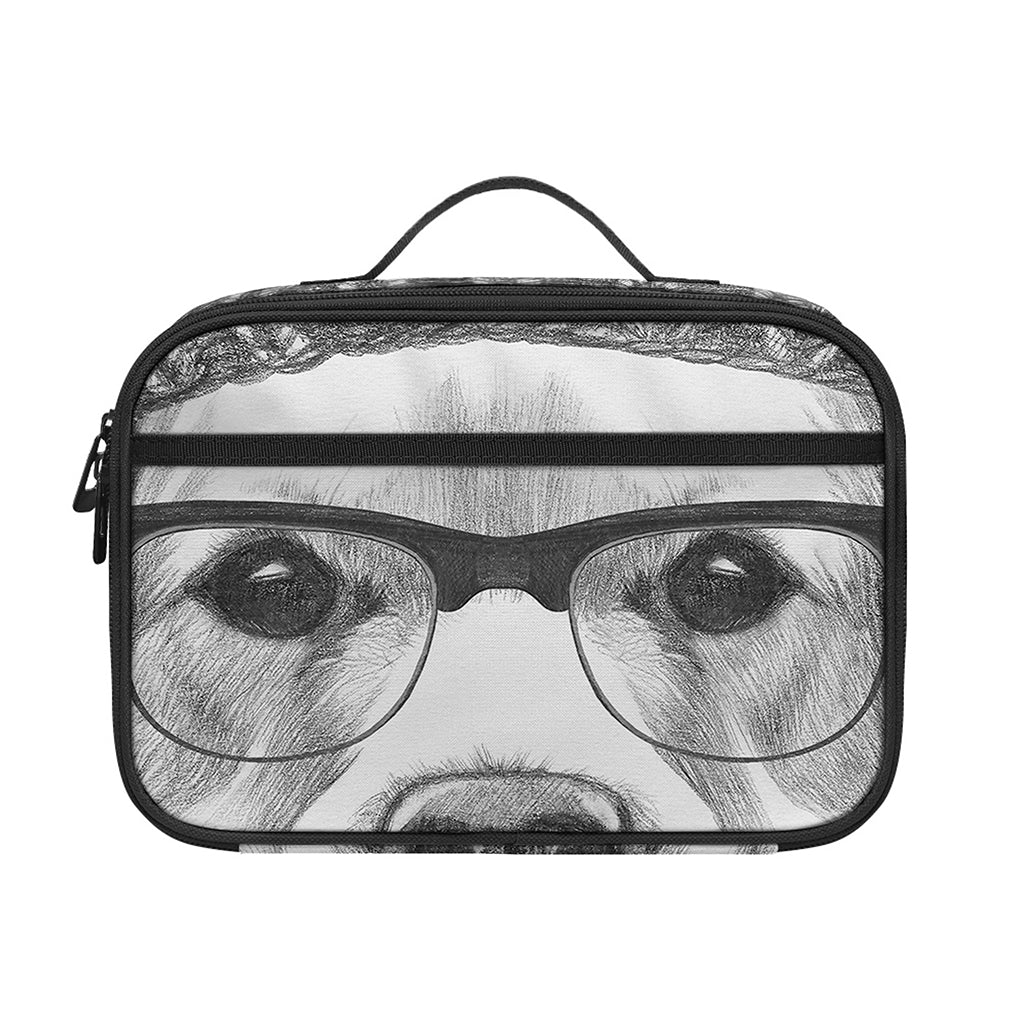 Hipster Golden Retriever Print Portable Lunch Bag