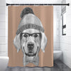 Hipster Golden Retriever Print Premium Shower Curtain