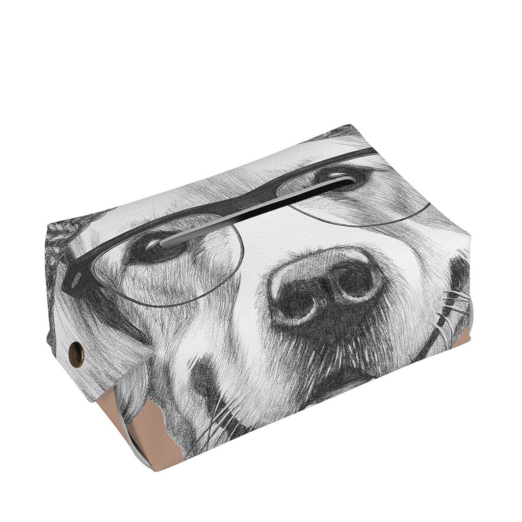Hipster Golden Retriever Print Rectangle Tissue Box Cover