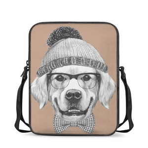 Hipster Golden Retriever Print Rectangular Crossbody Bag