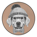 Hipster Golden Retriever Print Round Floor Mat