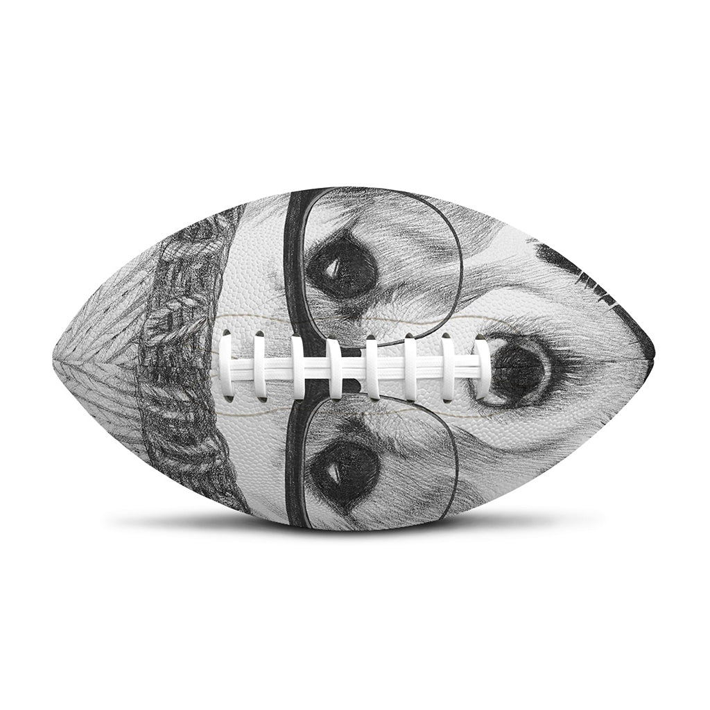 Hipster Golden Retriever Print Rugby Ball