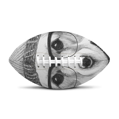 Hipster Golden Retriever Print Rugby Ball