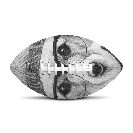 Hipster Golden Retriever Print Rugby Ball