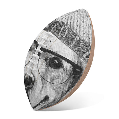 Hipster Golden Retriever Print Rugby Ball
