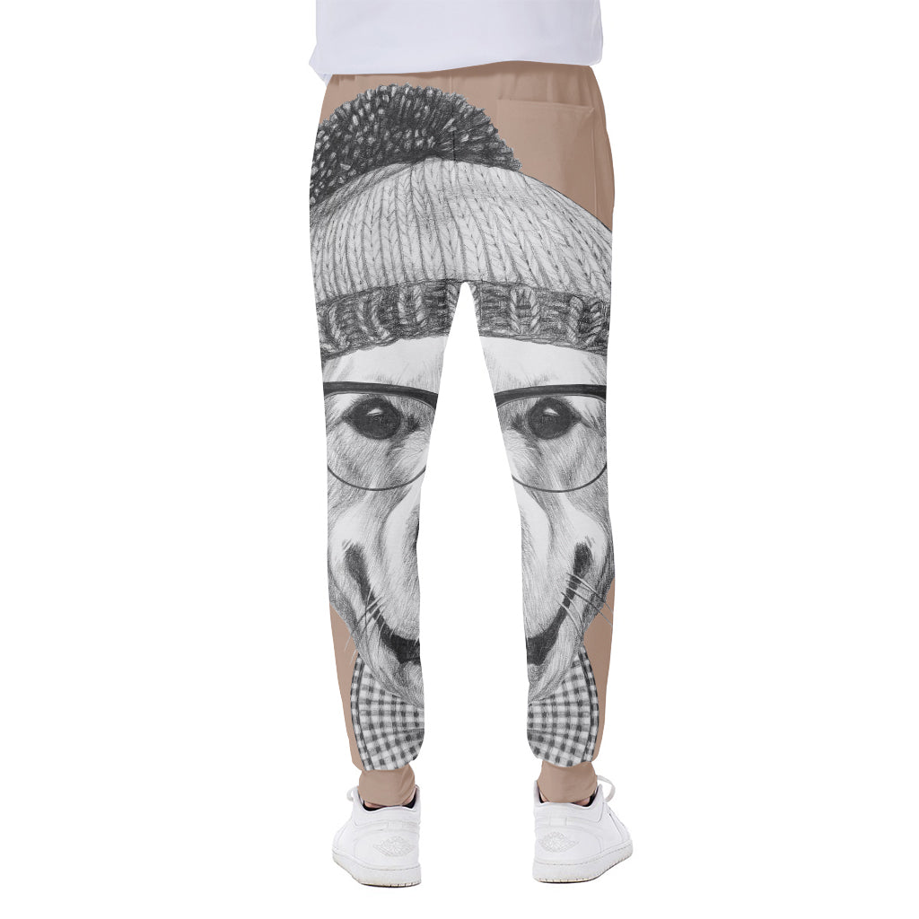 Hipster Golden Retriever Print Scuba Joggers