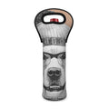 Hipster Golden Retriever Print Single Neoprene Wine Tote