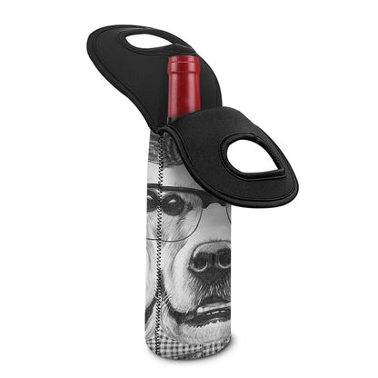Hipster Golden Retriever Print Single Neoprene Wine Tote