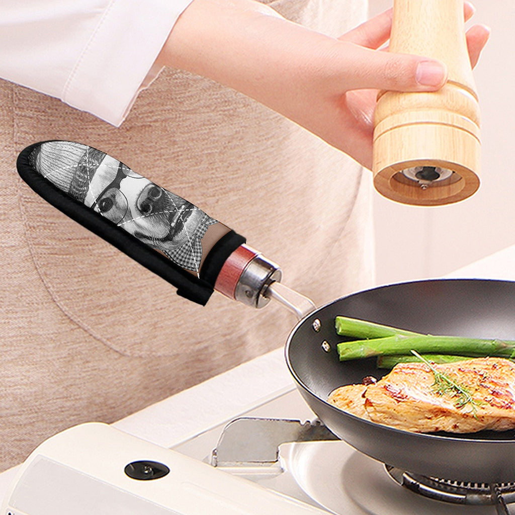 Hipster Golden Retriever Print Skillet Handle Cover