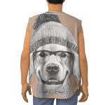 Hipster Golden Retriever Print Sleeveless Baseball Jersey