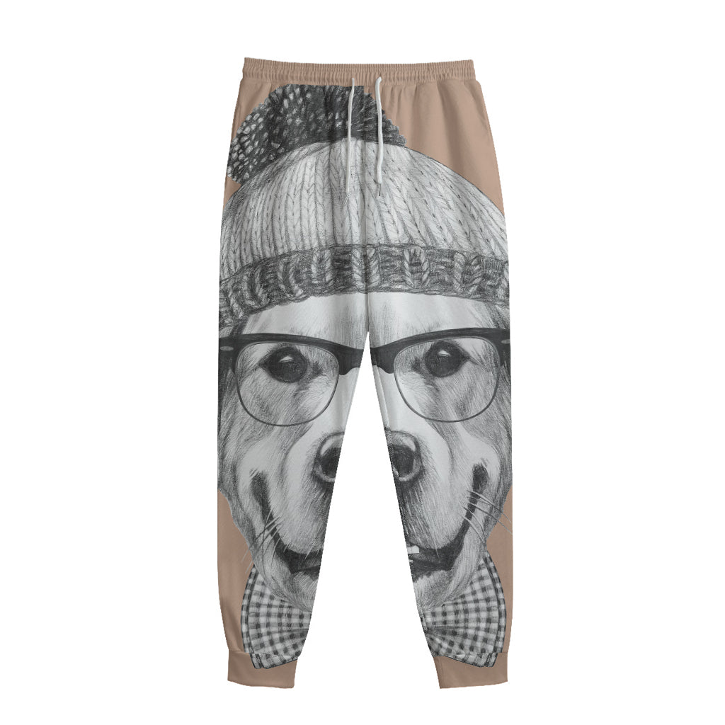 Hipster Golden Retriever Print Sweatpants