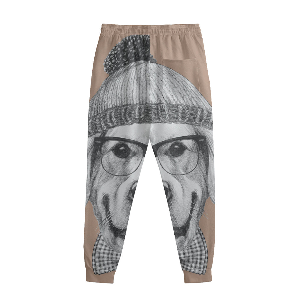 Hipster Golden Retriever Print Sweatpants