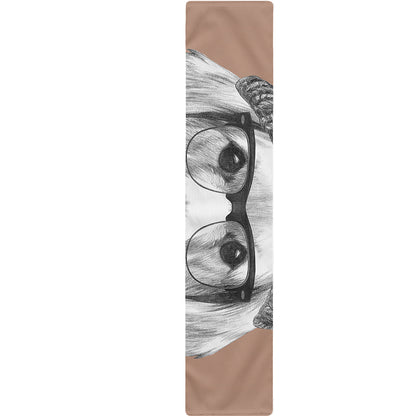 Hipster Golden Retriever Print Table Runner