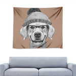 Hipster Golden Retriever Print Tapestry