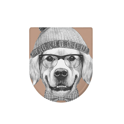 Hipster Golden Retriever Print Toilet Lid Cover