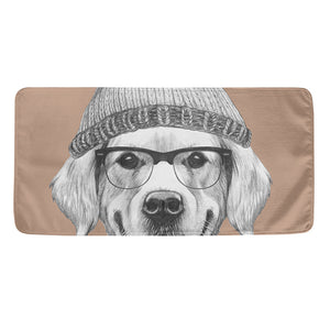 Hipster Golden Retriever Print Towel