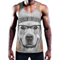 Hipster Golden Retriever Print Men's Workout Tank Top