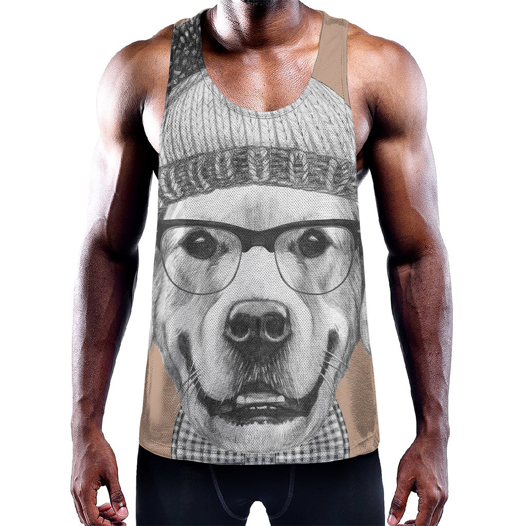 Hipster Golden Retriever Print Training Tank Top
