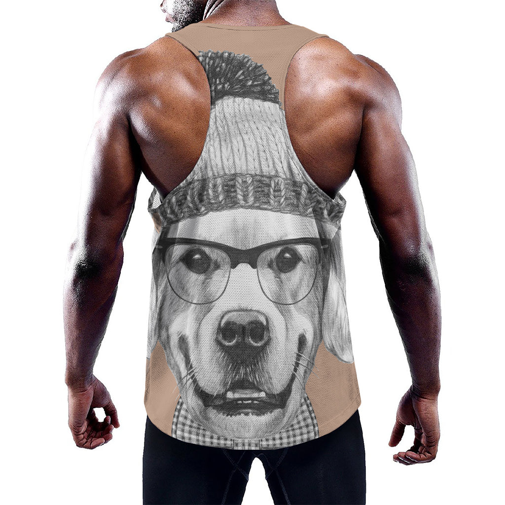 Hipster Golden Retriever Print Training Tank Top
