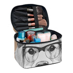 Hipster Golden Retriever Print Travel Makeup Bag