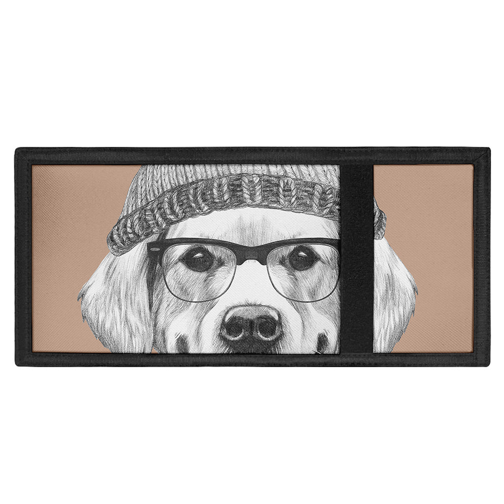 Hipster Golden Retriever Print Trifold Wallet