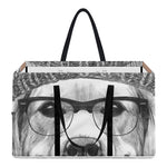 Hipster Golden Retriever Print Utility Tote Bag