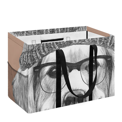 Hipster Golden Retriever Print Utility Tote Bag