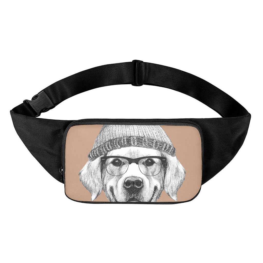 Hipster Golden Retriever Print Waist Bag