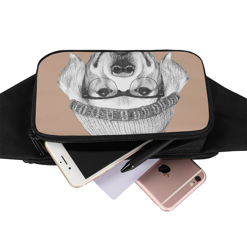 Hipster Golden Retriever Print Waist Bag