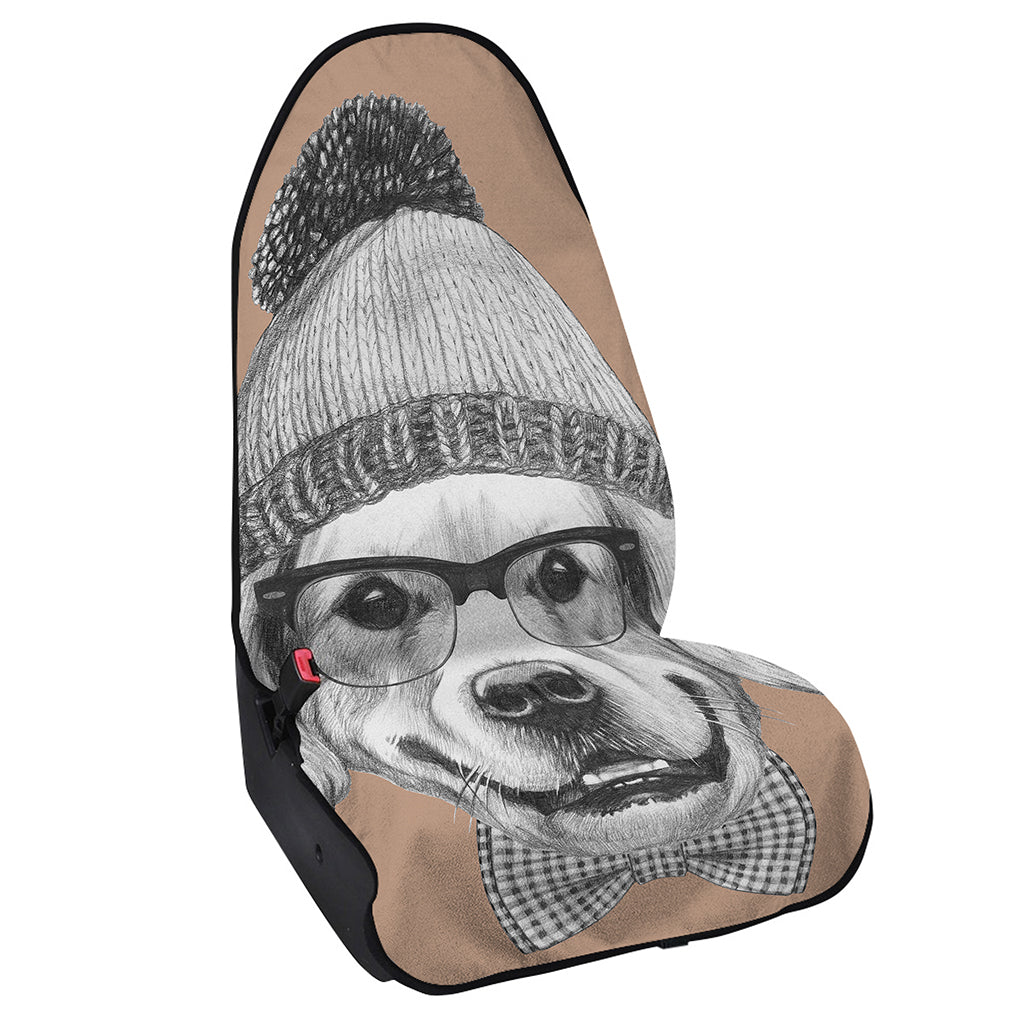 Hipster Golden Retriever Print Waterproof Car Seat Cover