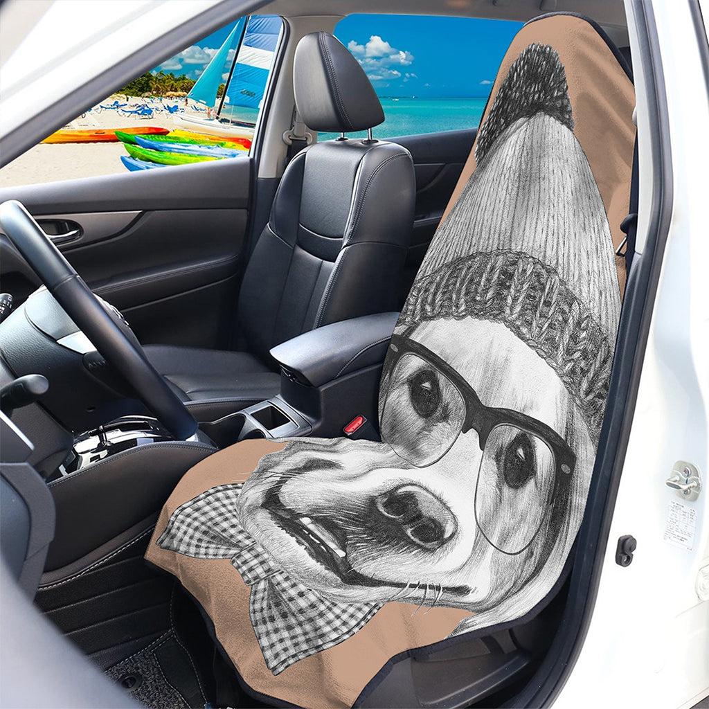 Hipster Golden Retriever Print Waterproof Car Seat Cover