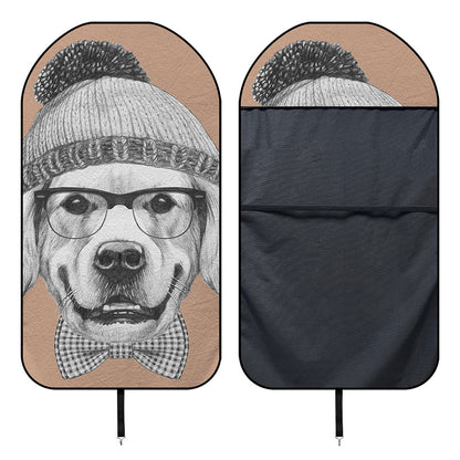 Hipster Golden Retriever Print Waterproof Car Seat Cover