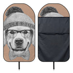 Hipster Golden Retriever Print Waterproof Car Seat Cover