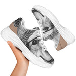 Hipster Golden Retriever Print White Chunky Shoes