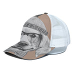 Hipster Golden Retriever Print White Mesh Trucker Cap
