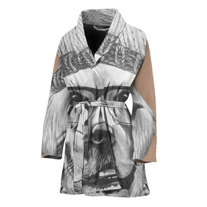 Hipster Golden Retriever Print Women's Bathrobe