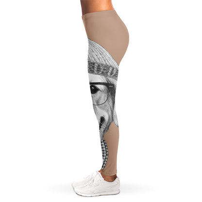 Hipster Golden Retriever Print Women's Leggings