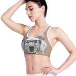 Hipster Golden Retriever Print Women's Sports Bra