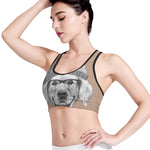 Hipster Golden Retriever Print Women's Sports Bra