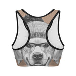 Hipster Golden Retriever Print Women's Sports Bra