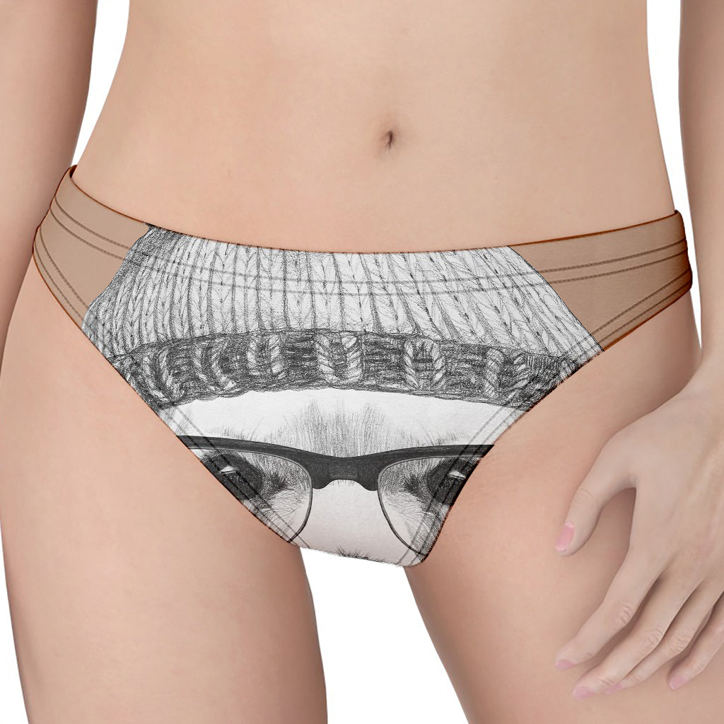 Hipster Golden Retriever Print Women's Thong