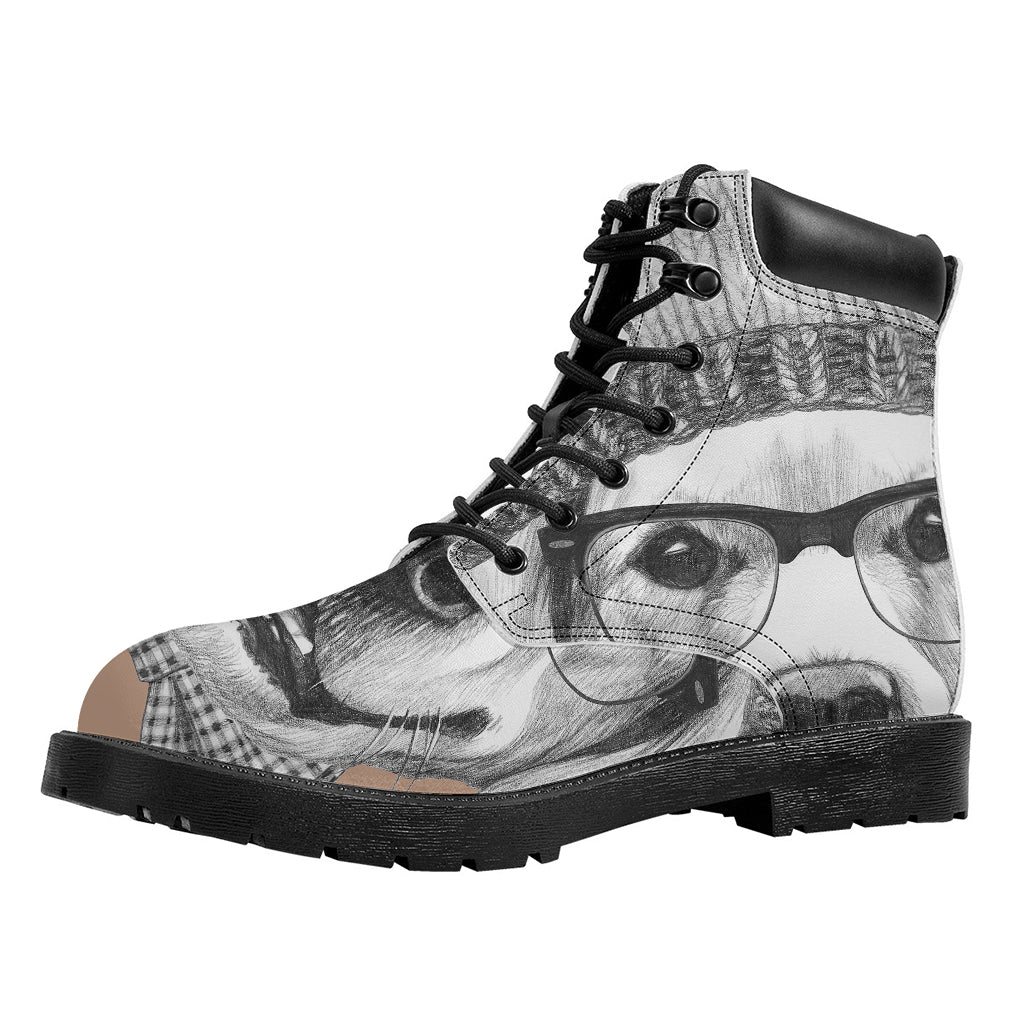 Hipster Golden Retriever Print Work Boots