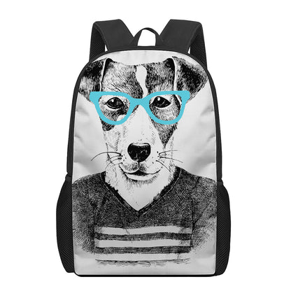 Hipster Jack Russell Terrier Print 17 Inch Backpack