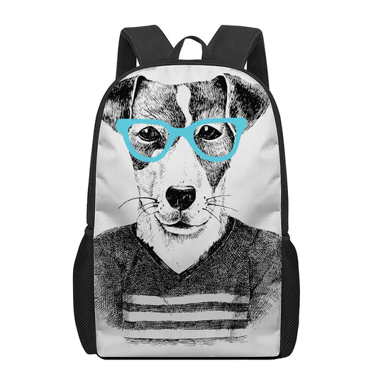 Hipster Jack Russell Terrier Print 17 Inch Backpack