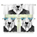 Hipster Jack Russell Terrier Print 3 Piece Kitchen Curtains