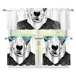 Hipster Jack Russell Terrier Print 3 Piece Kitchen Curtains