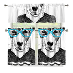 Hipster Jack Russell Terrier Print 3 Piece Kitchen Curtains
