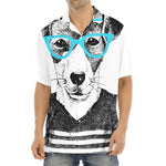 Hipster Jack Russell Terrier Print Aloha Shirt